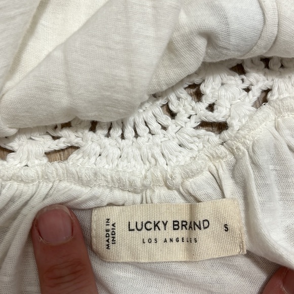 Lucky Brand Crochet Top Tank Loose Fit Boho White Sz S - Picture 6 of 12